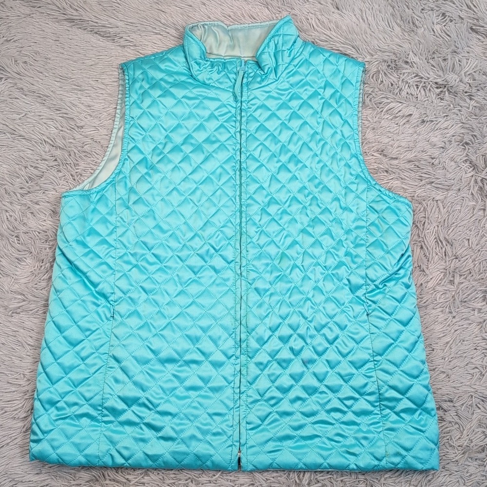 Jones New York Vest Womens L Blue Gorpcore Zip Up Pockets Comfort Outdoors